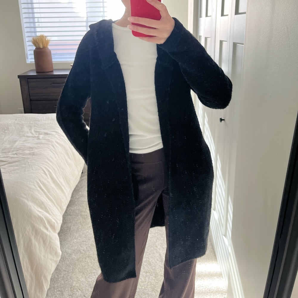 Black Hooded Chunky Sweater